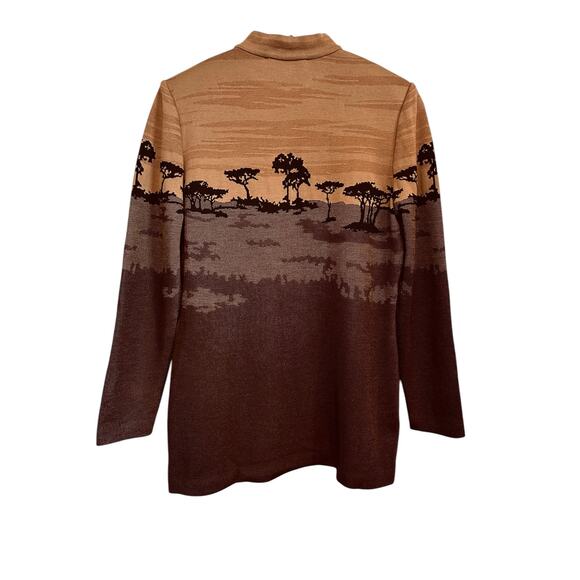 Vintage St John Collection Marie Gray Safari Print Mock Neck Zip Sweater Small - Picture 7 of 10